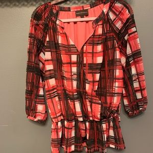 Dana Buchman red plaid shirt.
